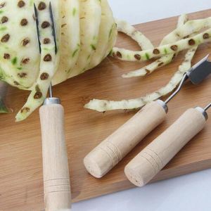 הכל לבית מטבח Pineapple peeler eye remover Stainless Steel V-Shape Knife Shovel Wooden Handle
