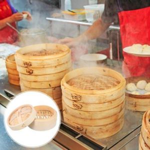 Bamboo Steamer Dim Sum Food Set Kitchen Steamer with Durable Basket Lid