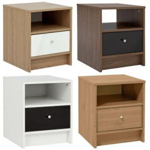 Malibu Compact Bedroom Bedside Cabinet Furniture Side Table Draw Storage