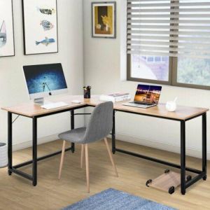 הכל לבית סלון Computer Desk L Shaped Desk Laptop Table w/ CPU Stand Home Office Furniture