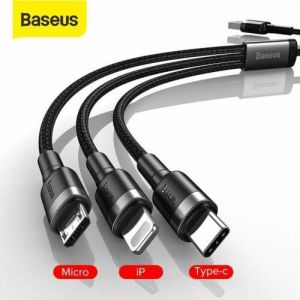 הכל לבית אביזרים לסלולר Baseus 3 in 1 Micro USB Type C Charger Cable Multi Usb Ports Usb Charging Cord
