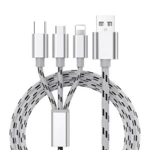 הכל לבית אביזרים לסלולר 3 in 1 Fast Charging Cable Charger Type-C USB-C For iPhone  Xiaomi Samsung Oppo#